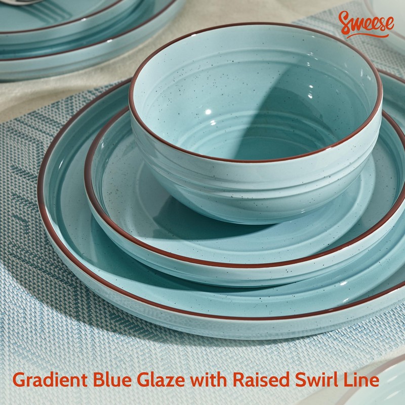 Sweese Plates and Bowls Sets, Porcelain Dinnerware Sets for 6,