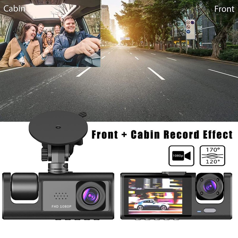 Oewnvmd 3 Camera Lens Front and Rear Inside Dashcam HD