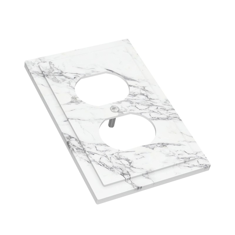 Duplex Receptacle Outlet Cover Wall Plate Covers White Gray Marble
