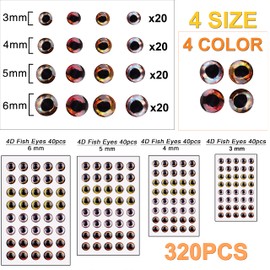 Fishing Lure Eyes 3D/4D/5D Fly Fishing Eyes Holographic Bait Rig Lure Eyes for Making Fishing Lure Fly Tying Jigs Streamer Flies Fish Eyes 3mm 4mm 5mm 6mm 8mm 10mm