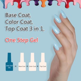 FZANEST Gel Nail Polish,15ml Base Top Coat Color 3 in 1 Step Gel Polish,Soak Off LED UV Nail Gel Polish Nail Art Starter Manicure Salon Kit for Women Girls (Baby Blue)