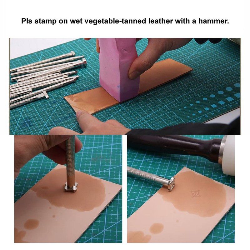Leather Stamping Tools,2 Pieces Professional Leather Stamps for Craft Working(178+113)