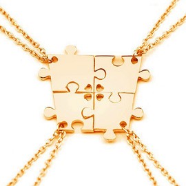 4 Pcs Puzzle Best Friends Forever Necklace Engraved Heart Charm Pendant Set BFF Friendship Necklace