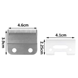 AIRERA 2-Hole Stagger Tooth Replacement Blades Set # 2161, 1 Fixed Carbon Steel Blade, 1 Movable Ceramic Blade, Compatible with Cordless Magic Clip Choice 5-Star (Silver)