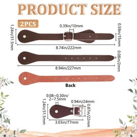 GORGECRAFT 2PCS Genuine Leather Spur Straps Saddle Brown 7-10 Inch Adjustable Single Ply Western Cowboy Boots Belt Detachable Buckle Shoelace Ankle Shoe Strap Band for Men Women Horse Riders