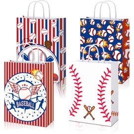 Tivcck 16 Pcs Baseball Gift Bags,Baseball Party Favor Bags with Handles,Goodie Bags Candy Treat Gifts Bags With Handle for Birthday Party Sports Team Themed Party Supplies
