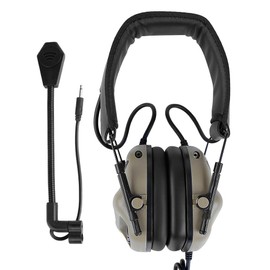 ATAIRSOFT Tactical Headphones Military Standard Shooting Earmuffs Use with PTT Walkie Talkie Radio Airsoft Tactical Headset TAN, tan
