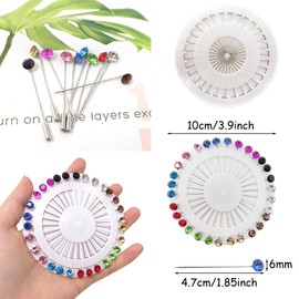 Honbay 30PCS Hijab Pins with Safety Caps Colorful Crystal Rhinestone Ball Muslim Hijab Scarf Pins Brooch Pins Scarf Shawl Sweater Cardigan Safety Pins Wedding Pins Sewing Snag-Free Pins (A)