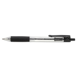 Universal 15530 Economy Retractable Ballpoint Pen, Black Ink, Clear, 1mm, Dozen
