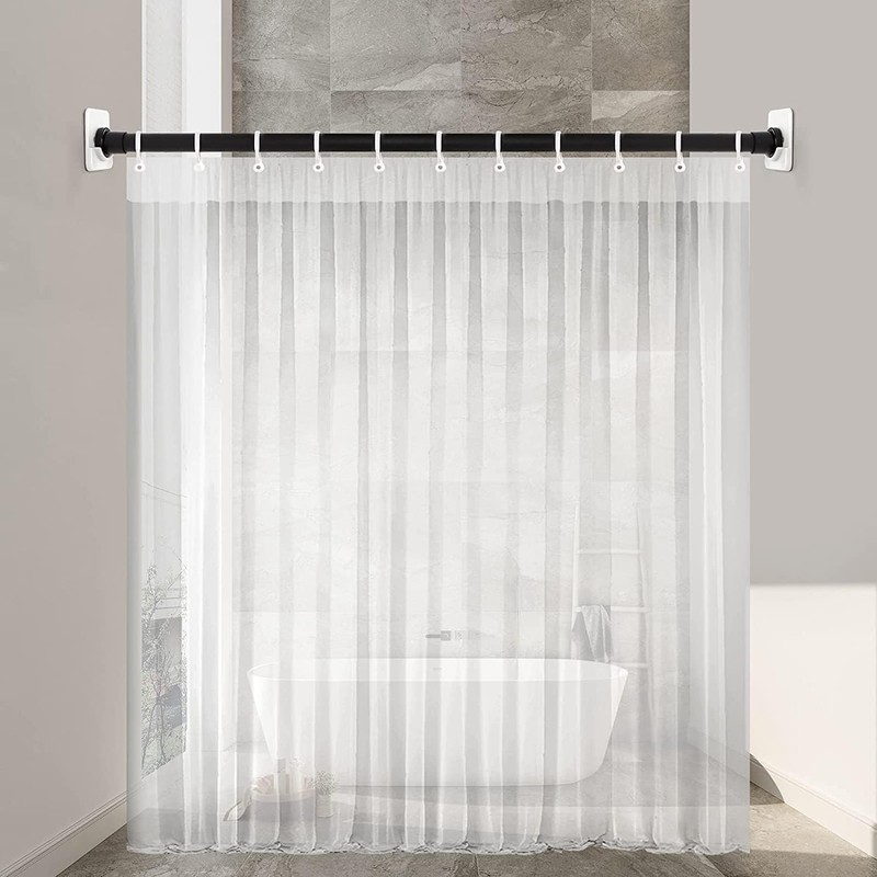 ICERO Adhesive Shower Curtain Rod Holder | No Drilling, Sticking