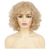 Siudus Blonde Short Curly Wig for Women with Fringe Bob
