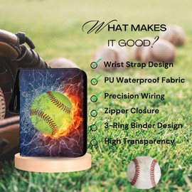 Baseball Card Binder 900 Pockets, Baseball Trading Card Binder Sports Card Binder with 50 Large Removable Sleeves, Sport Card Collection Baseball Collectible Trading Card Albums with Zipper 3-Ring