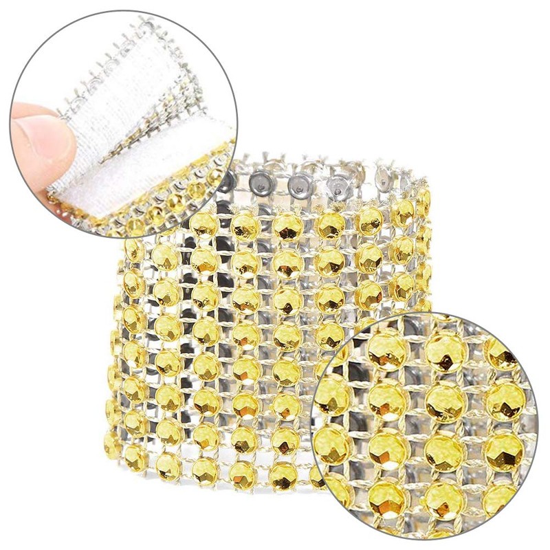 SwirlColor 20 pieces Bling Rhinestone Napkin Rings (Golden)