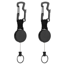 MengH-SHOP Retractable Keychain Heavy Duty Keyring Carabiner Clip Key Fob with Rope Multitool for Men Key ID Badges Card 2pcs