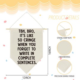 YUANHAO Funny Math English Classroom Hanging Pennant Flag Humor High Middle School Classroom Must Haves Hanging Flag Wall Decor Funny English Grammar Room Decor