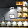 12X Large Magnifying Glass with Light and Clamp, Real Glass,