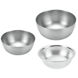 Tsubame Human Handmade Stainless Steel Bowl 3 Pcs Set (Bowl 21 cm&18 cm & pantingubouru 18 cm), – 700