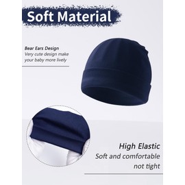 Newborn Baby Hats Mittens Set for Boys and Girls Unisex Toddler Warm Hospital Hat and Gloves White/Navy Blue/Gray/Blue for 0-6 Months