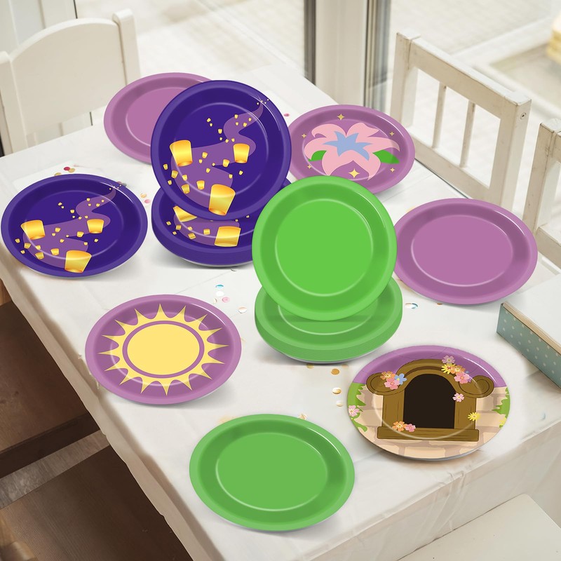 60PCS Halloween Birthday Party Supplies 7In Purple Sun Dessert Paper