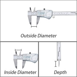 Intirilife Digital Vernier Caliper in SILVER – 150mm / 6 Inch IPX54 Waterproof Stainless-Steel Slide High-Precision Pro Measuring Tool with LCD Display for Distance, Depth Gauge and Caliber