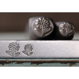 8mm and 6mm Daisy Flower with Stem Metal Punch Design Jewelry 2 Stamp Set