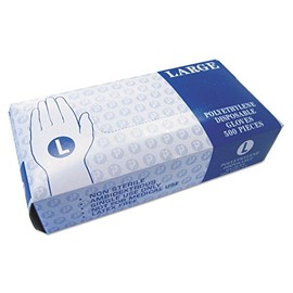 Inteplast Group Embossed Polyethylene Disposable Gloves, Large, Powder-Free, Clear, Box of 500