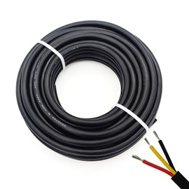 20AWG UL2464 Power Cable Flexible Stranded Electrical Wire LED Red & Black & Yellow 3 Conductors 20Gauge 3cord 25ft