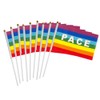 50/100Pcs Mini Peace Flag Rainbow Pacifist Flag Hand Held Polyester