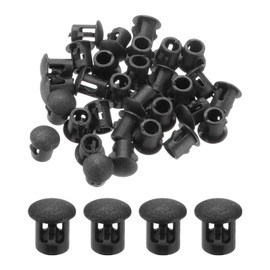 sourcing map 100PCS 7mm(1/4") Black Plastic Hole Plugs, Flush Type Panel Hole Plugs Insert End Caps for Locking Hole Tubes Furniture Cabinet