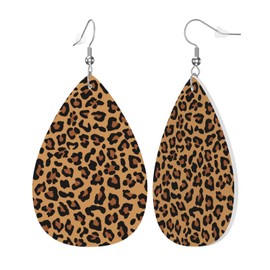 Cheetah Leopard Print Earrings For Women Faux Leather Jewelry Dangle Teardrop Earrings