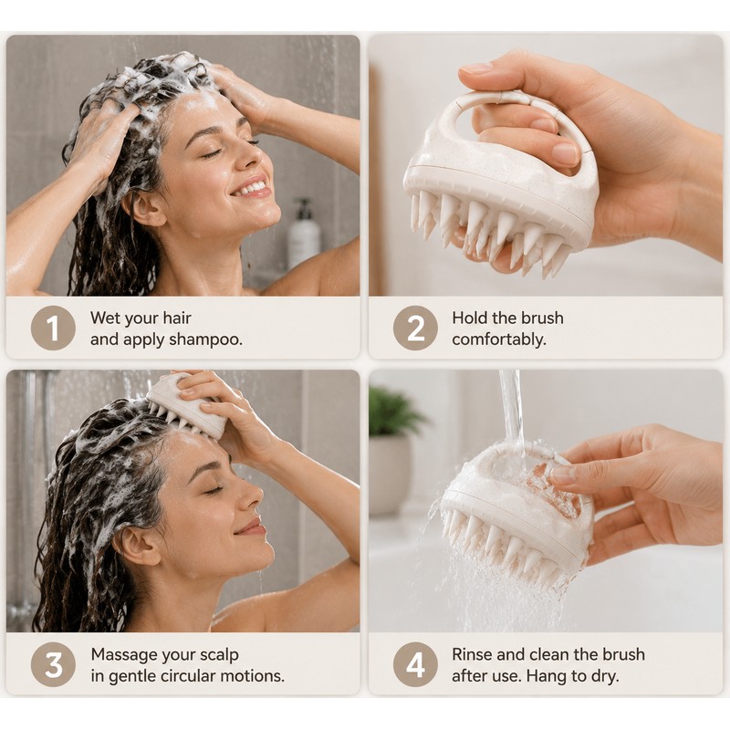 Silicone Scalp Massage Brush for Hair Washing – Soft Cleansing