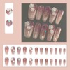 Set of 24 Nail Tips Bud Flower Decoration Line Square