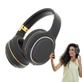 Headphones Wireless | Wireless On-Ear Headset | Foldable Stereo Bass Headphones with Breathing Light for Gameplay Commuting Sleeping Concert Workout Lawn Mowing