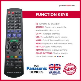 Remote Control For Panasonic N2QAYB000473 DMR-BW780 DMR-BW880