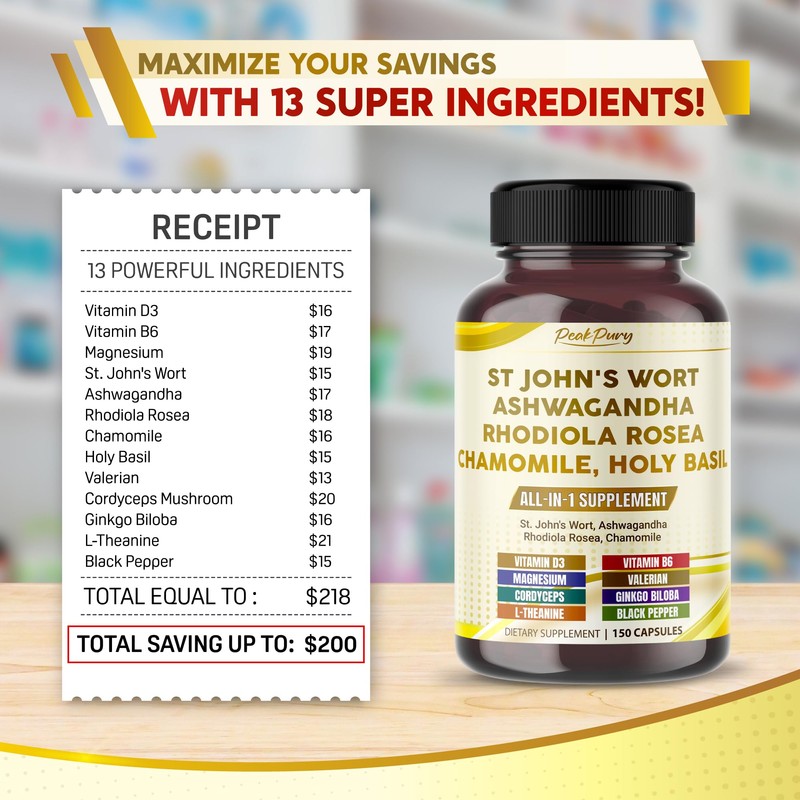 St. John's Wort Ashwagandha Rhodiola Rosea Chamomile