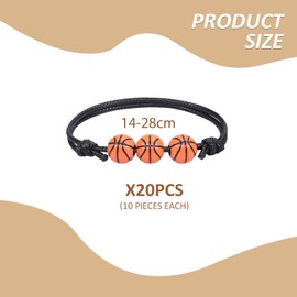 BIFHIG 20 Braided Basketball Bracelets, Bead Bracelets for Children, Adjustable Bracelets, Basketball Souvenirs