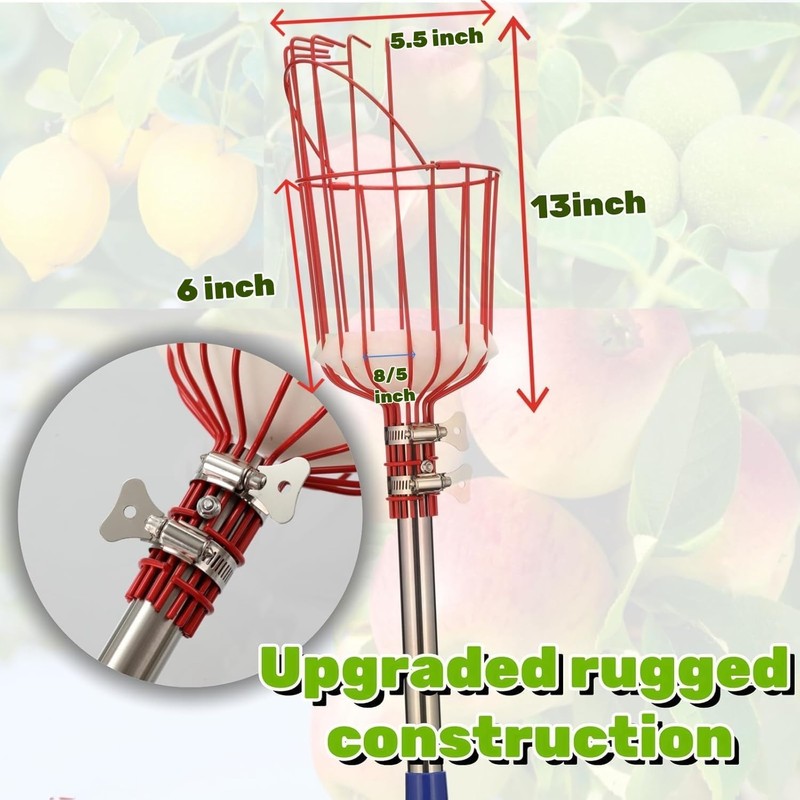 Adjustable Fruit Picker with Telescoping Handle and Basket, 5.5ft -