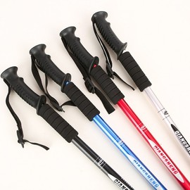 [Duralumin high-quality material] 3-stage hiking stick, I-long, T-shaped, adjustable length for mountaineering Stick CLEYE 3-stage T-shaped red 50ea