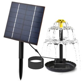 Lewisia 3-Tier Solar Bird Bath Fountain Water Pump Solar Powered Waterfall Feature for Birdbath Garden Backyard Pond Pool Outdoor Decoration 2.5W
