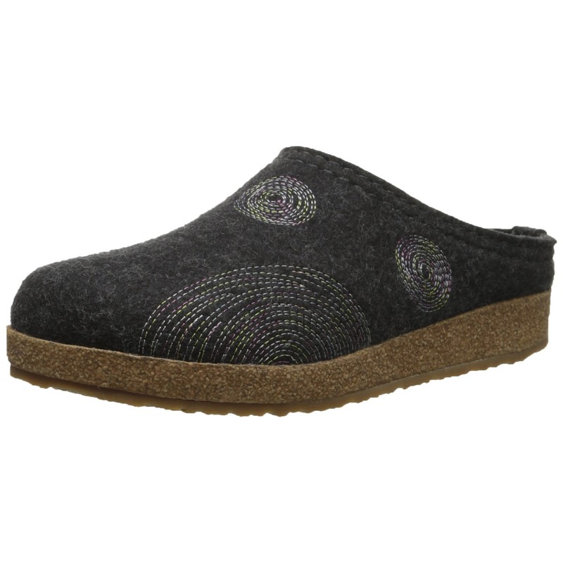 HAFLINGER Women's GZ Spirit Wool Clogs, Charcoal, 36 EU