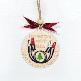 Wooden Christmas Ornaments, Funny Jumper Cables Car Charms (LO125)