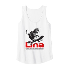 Womens LINA - Adorable girl name with cute Cat Tank Top