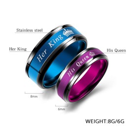 Anillo unisex de acero inoxidable para hombres y mujeres, anillo de pareja con circonita, talla 5-11 azul