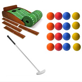 Seenelling 3 Pack Golf Putting Green Mat with Ball Return Two Ways Golf Putter and Practice Ball Indoor Putting Green Training Equipment for Men Right Left Handed Sport Game Set for Home Office