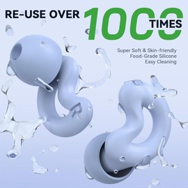 RelaxCharm Ear Plugs for Sleeping Noise Cancelling Up to NRR49dB-Ultra Soft, Reusable Silicone Ear Plugs for Sleep Snoring Blocking, Side Sleepers-10 Ear Tips in XS/S/M/L/Double Layer Tranquil Blue