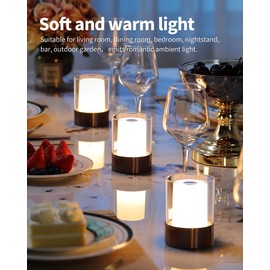 NEWSEE LED 4" Mini Cordless Table Lamp 2 Pack, Outdoor Waterproof Lamp, Rechargeable Battery Operated Lamp, Portable Touch Night Light for Dining Room, Camping, Nursery, Baby, Bar, Party (Black)