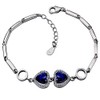 Meyiert Women Double Heart Bracelet 925 Sterling Silver Cubic Zirconia