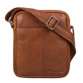 STILORD 'Jude' Men's Shoulder Bag Small Leather Vintage Messenger Side Satchel Crossbody Genuine Leather, Colour:sila - brown