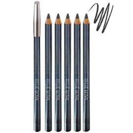 BLUE LOVE 5-Piece Sharpenable Eyeliner Pencil Set - Smudgeproof & Long-Lasting Eye Makeup Finish for Effortless Application (Pearl Black)