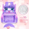 KLFVB 3PCS Girls Clear Bookbag, 15" Mermaid Transparent Backpack for